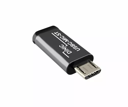 Adapter, mikro vtič v vtičnico USB C, aluminijasta škatla, vesoljsko siva, škatla DINIC